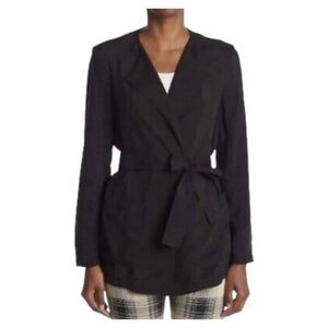 NWT St. John Black Cupro Wrap Jacket, Size Small